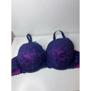 Torrid Navy & Plum Lace Push-Up Plunge Bra Size 42 D Underwire Padded